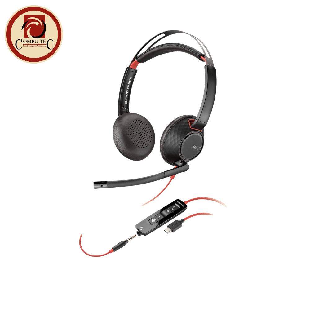سماعة هيدست Poly Blackwire 5220 Binaural USB-C Headset Noise-Cancelling Mic For All-Day Calls