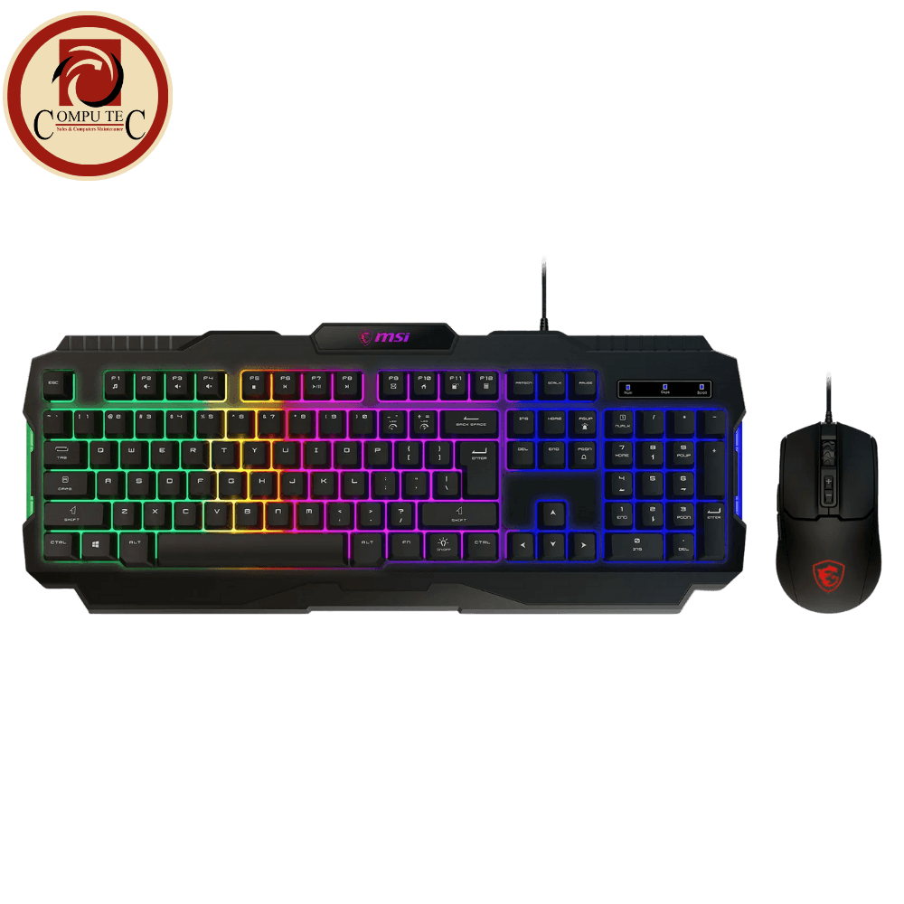 ماوس MSI GK100 COMBO Gaming Keyboard & Mouse Set RGB 6400 DPI Membrane Switches.