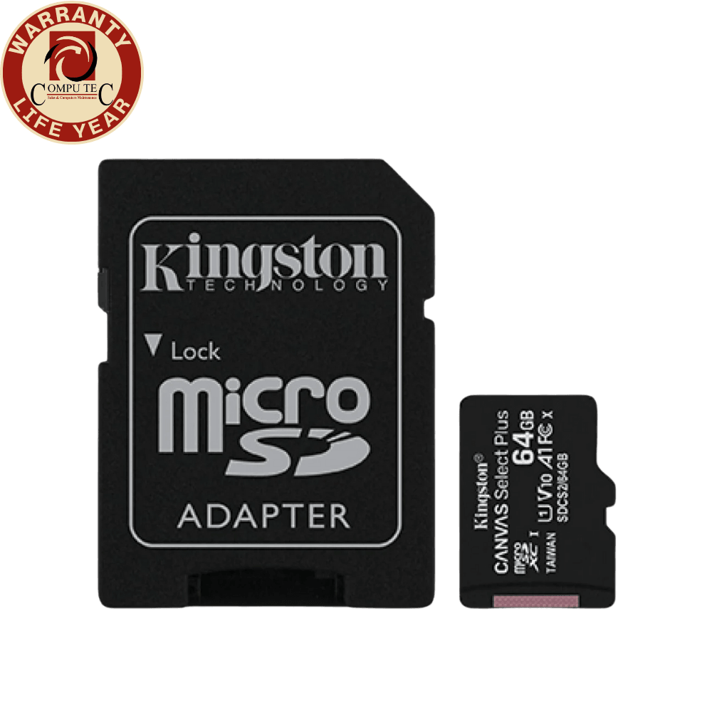 فلاش ميموري Kingston 64GB MicroSD Memory Card – Class 10 UHS-I
