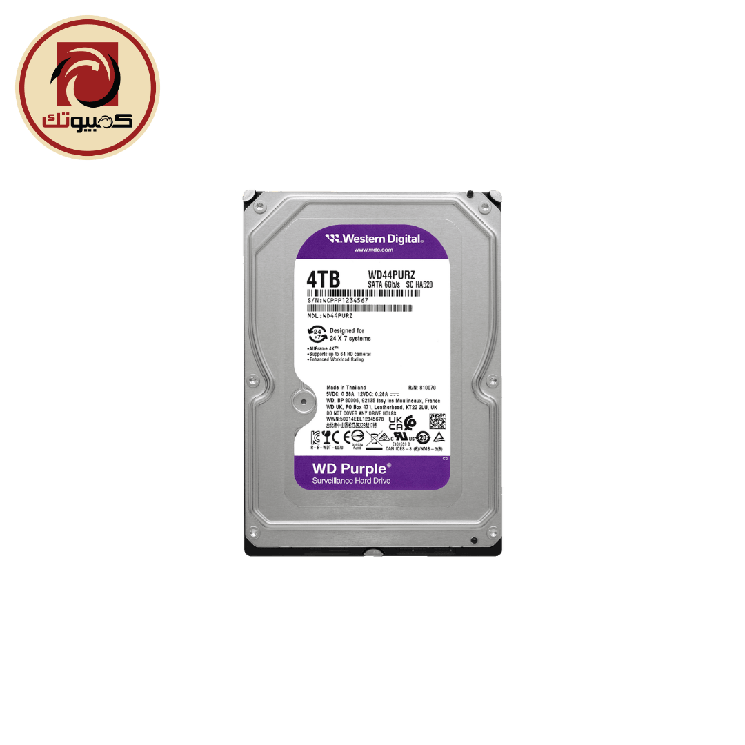 فلاش ميموري WD Purple 4TB Surveillance Internal Hard Drive – 3.5″ SATA III CCTV HDD (WD44PURZ-85CPDY0)
