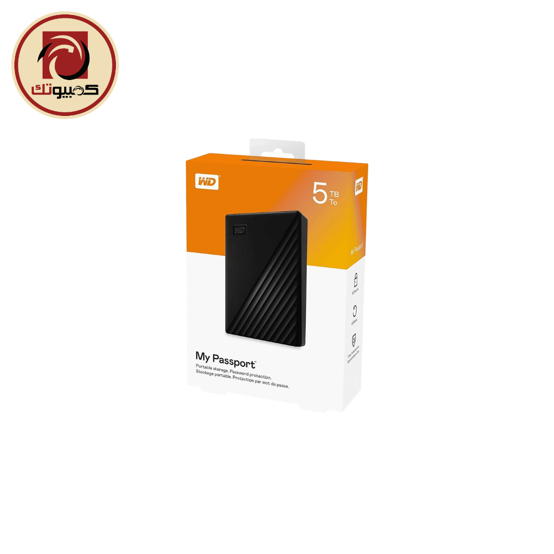 فلاش ميموري WD My Passport 5TB Portable External Hard Drive – USB 3.2 Gen 1 Secure Backup Storage, Black