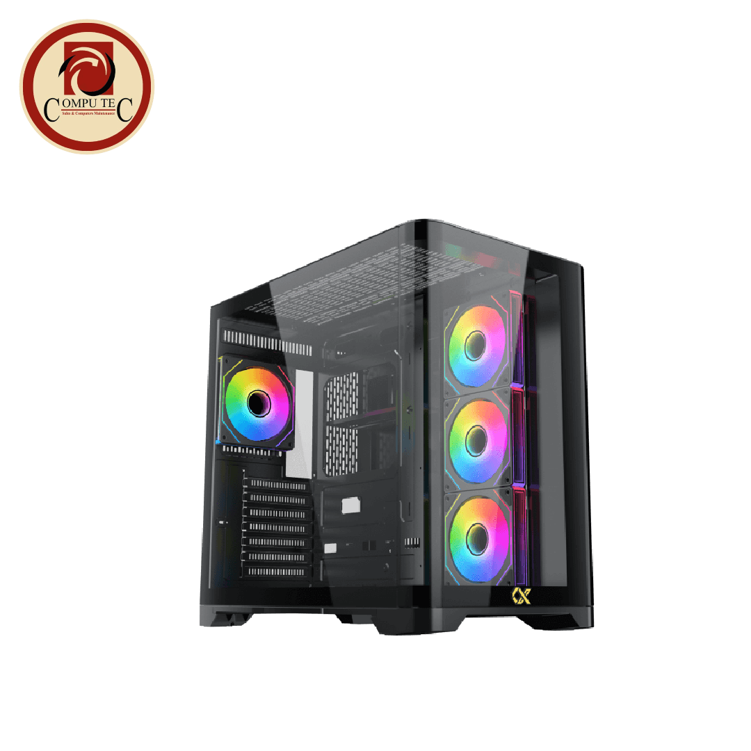 إكسسوار XIGMATEK Crystal Storm Gaming Case – Curved Tempered Glass, 4 ARGB Fans