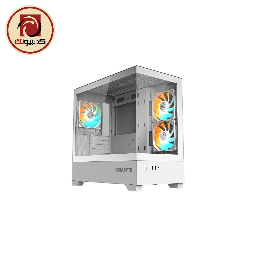 إكسسوار GIGABYTE C201 PANORAMIC ICE Mid Tower Gaming Case with 3 ARGB Fans & 270° Tempered Glass – White