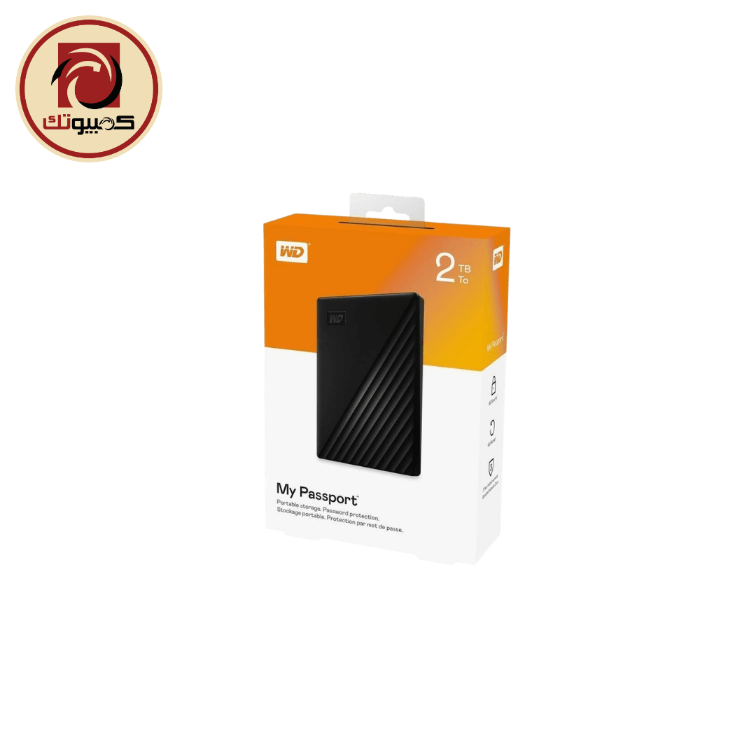 فلاش ميموري WD My Passport 2TB Portable External Hard Drive – USB 3.2 Gen 1 Secure Backup Storage, Black