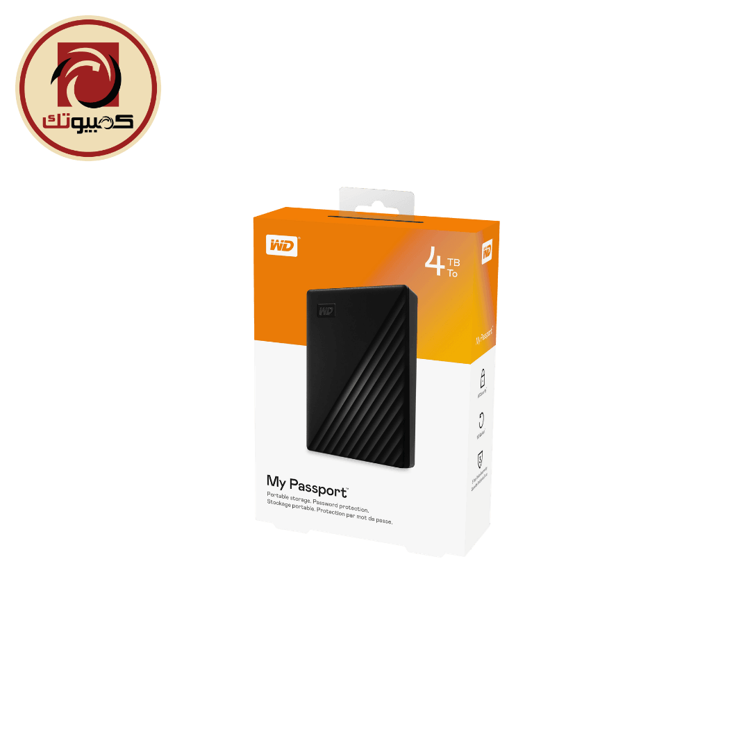 فلاش ميموري WD My Passport 4TB Portable External Hard Drive – USB 3.2 Gen 1 Secure Backup Storage, Black