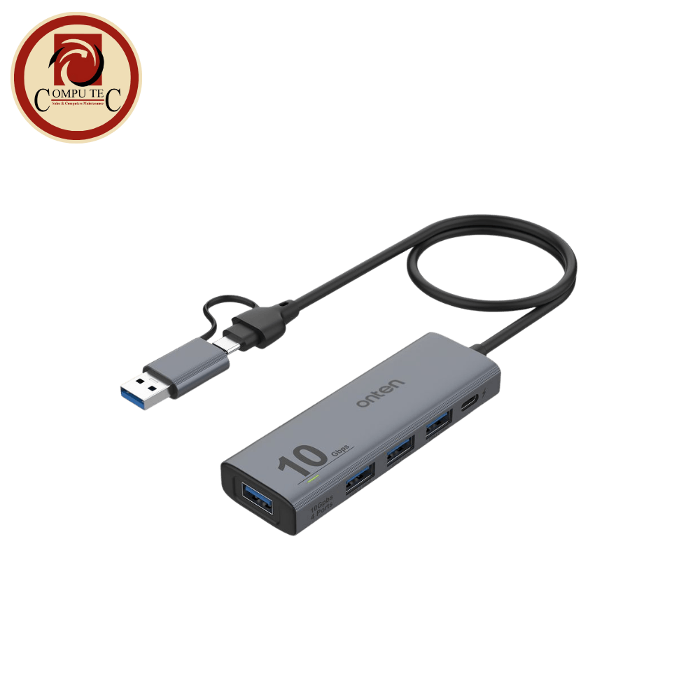 هَب OntEN UCA611 2-in-1 10G Hub – 4-Port USB 3.2 Gen 2 Hub with Dual Host (USB-C & USB-A) Connection