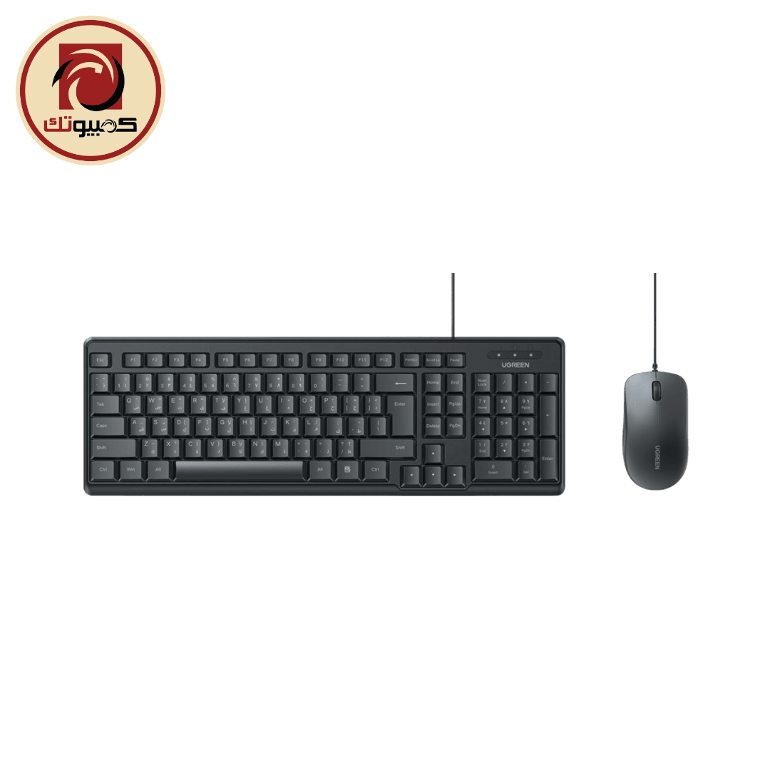 ماوس UGREEN MK330 (55915) Wired Keyboard & Mouse Combo – Full-Size USB English/Arabic Keyboard Set, Black