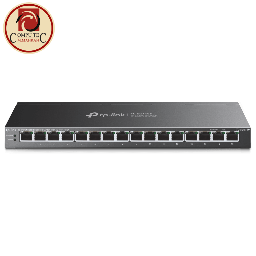 سويتش TP-Link TL-SG116P 16 Port Gigabit Switch 8 Port PoE Plus 100W Dedicated Power