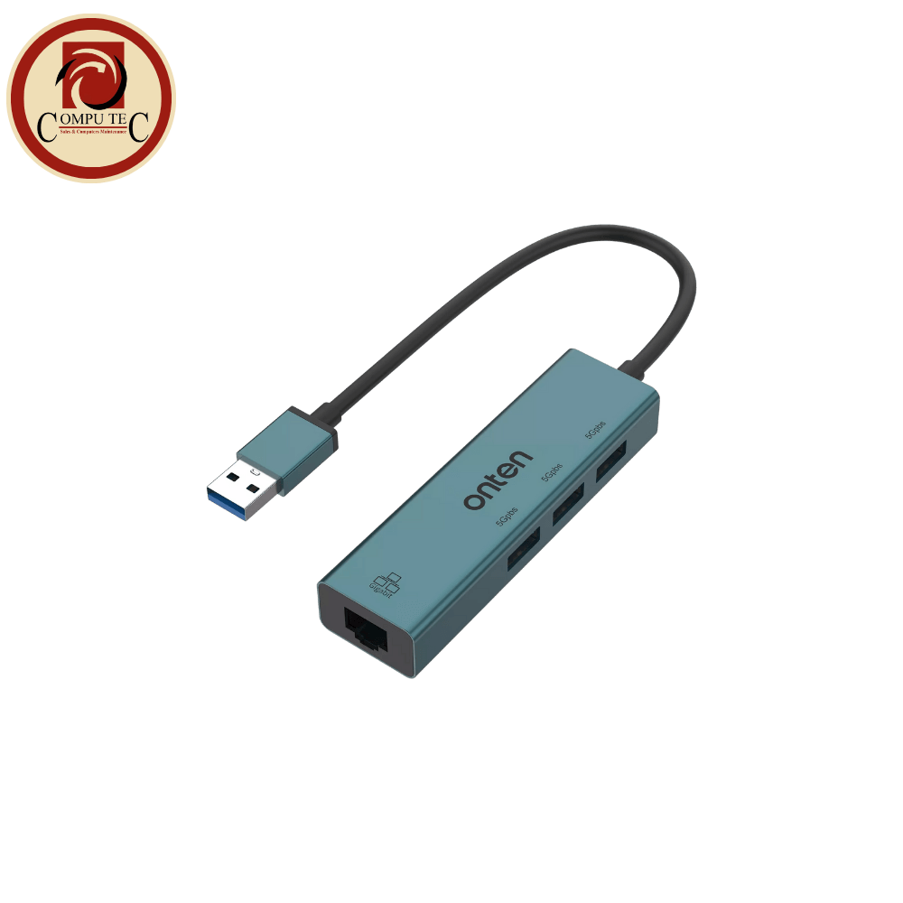 جهاز شبكة Onten 5220 USB 3.0 Hub 3 Ports USB 3.0 Gigabit Ethernet Adapter 5Gbps Data Speed