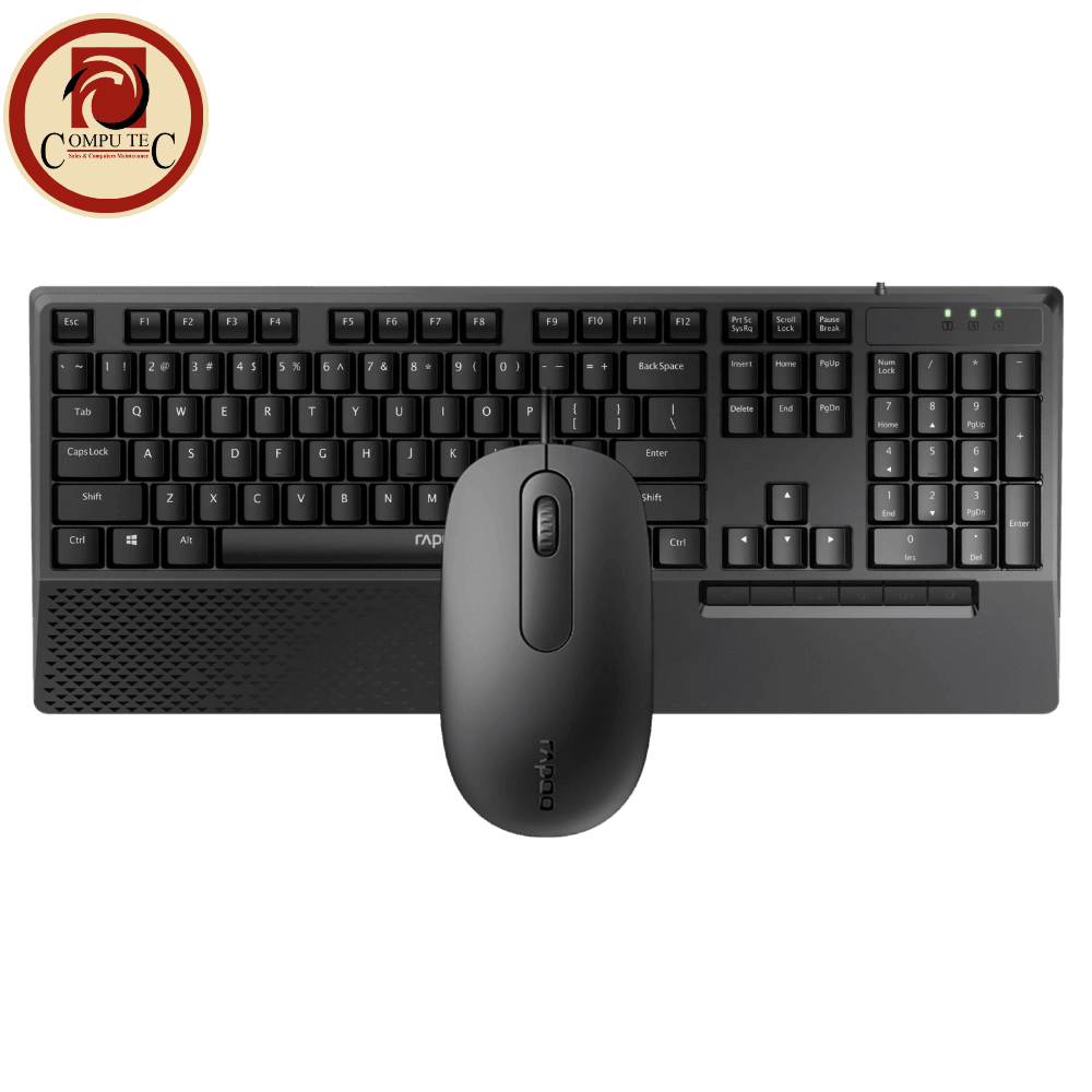 ماوس Rapoo NX2000 Wired Keyboard and Mouse Combo – Spill-Resistant, Full-Size Keyboard and 1600 DPI Optical Mouse.