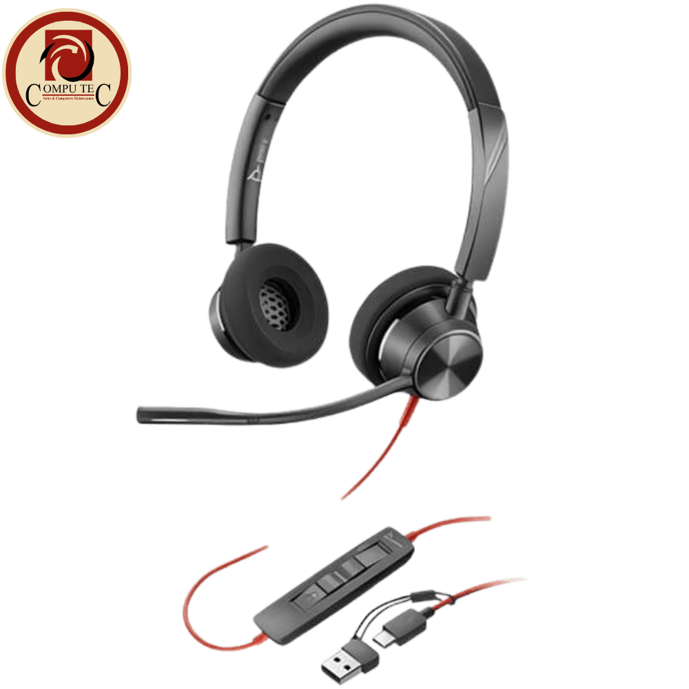 سماعة هيدست POLY Blackwire 3320 Stereo Headset with USB-C and USB-A