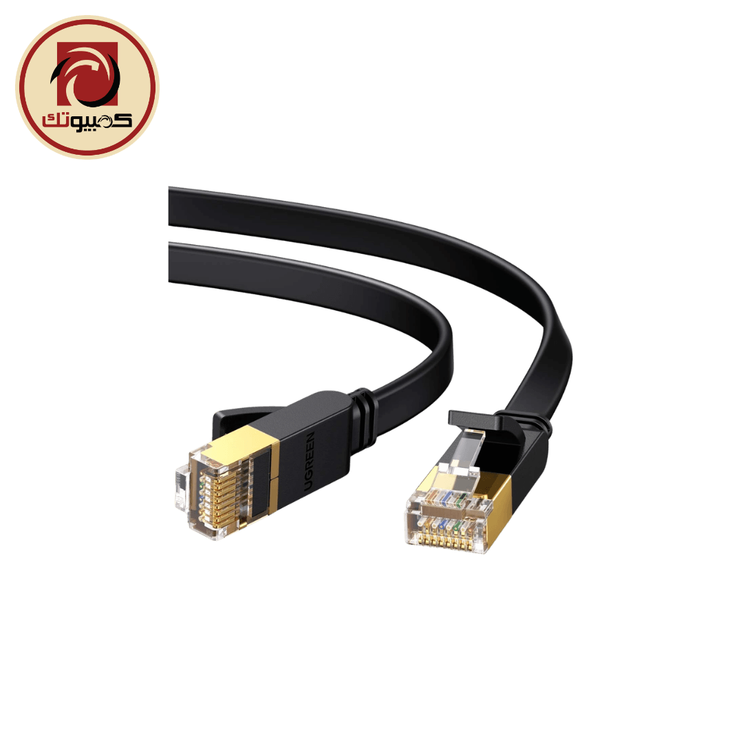 جهاز شبكة UGREEN NW106 (11265) CAT7 Flat Ethernet Cable – 10M 10Gbps Shielded RJ45 LAN Cable, Black