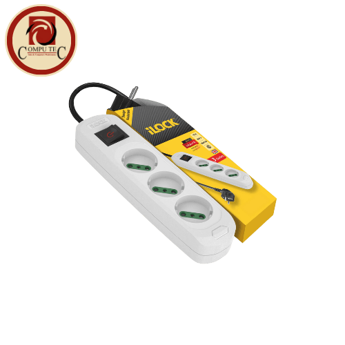 كابل iLOCK Power Strip: 3 Outlets (Without Earthing), Basic, 1.5m Cable – Safe & Compact Power
