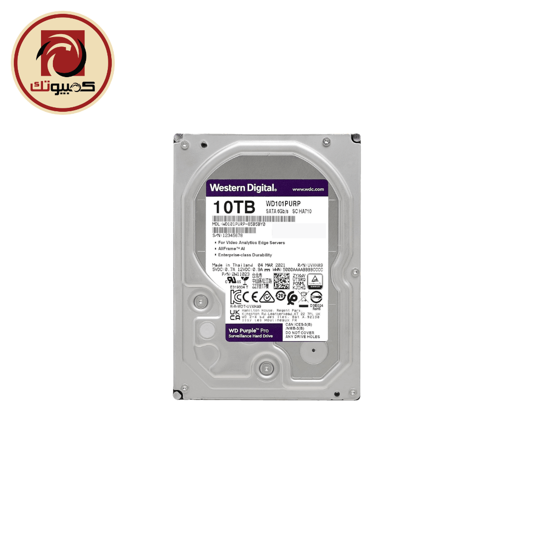 فلاش ميموري WD Purple Pro 10TB Surveillance Internal Hard Drive – 3.5″ SATA III AI-Ready CCTV HDD (WD101PURP-74B5BY0)
