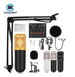 إكسسوار RUBEHOOW V8 Condenser Microphone Bundle With BM-800 Live Sound Card,Adjustable Mic Suspension Scissor Arm, Metal Shock Mount and Double-Layer Pop Filter for Studio Recording & Broadcasting (Gold)