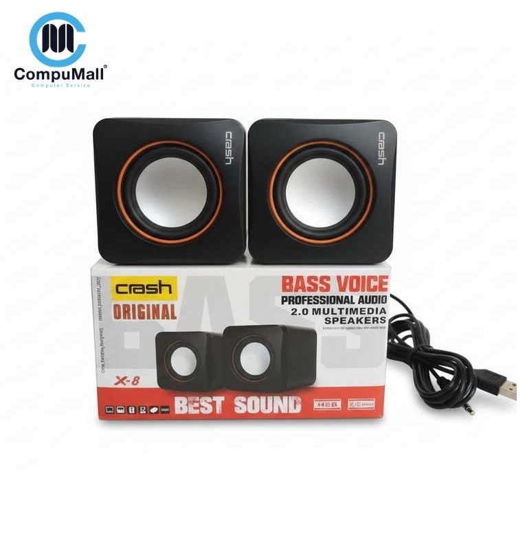 إكسسوار Crash Wired Computer Speakers, X-8 Black,2 Pieces, Modern Cube Speakers – Multimedia