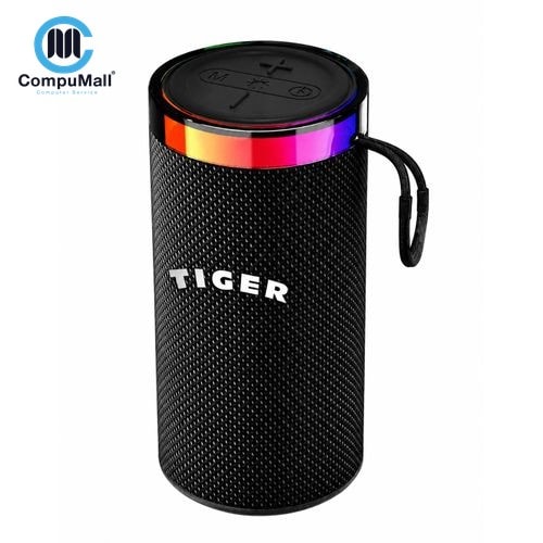 إكسسوار Tiger T-160 Portable Bluetooth Speaker with Stylish Design, RGB Lighting, and Stereo Sound Up to 3 Hours of Playtime – Black