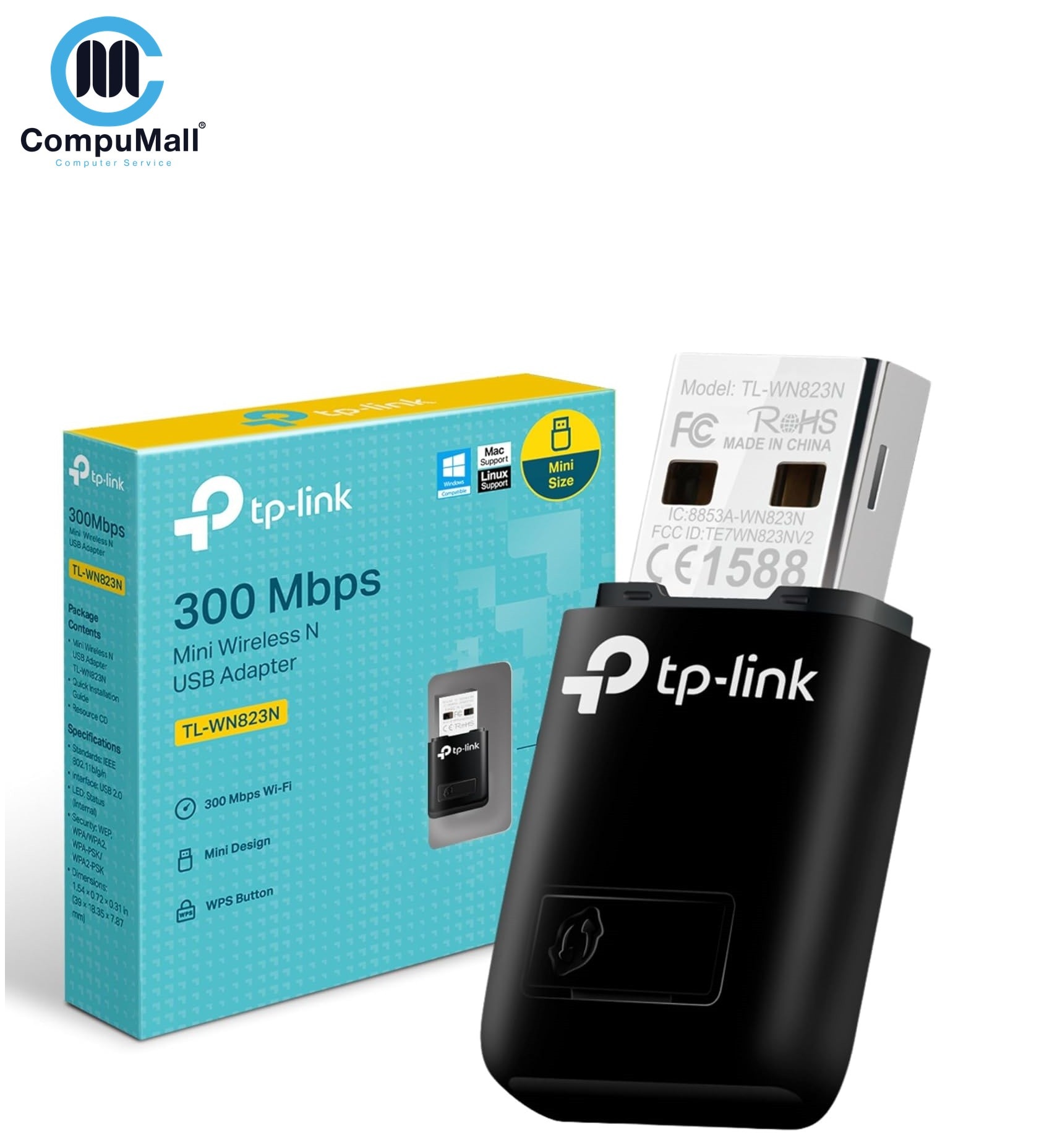 محول TP-Link TL-WN823N 300Mbps Mini Wireless N USB Adapter