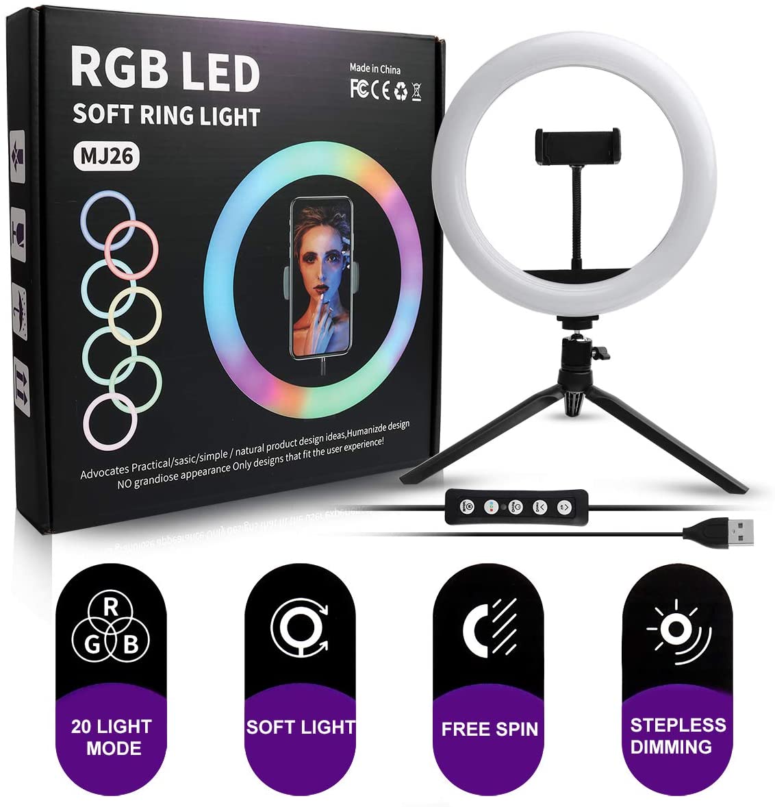 إكسسوار RING LIGHT RGB 26CM