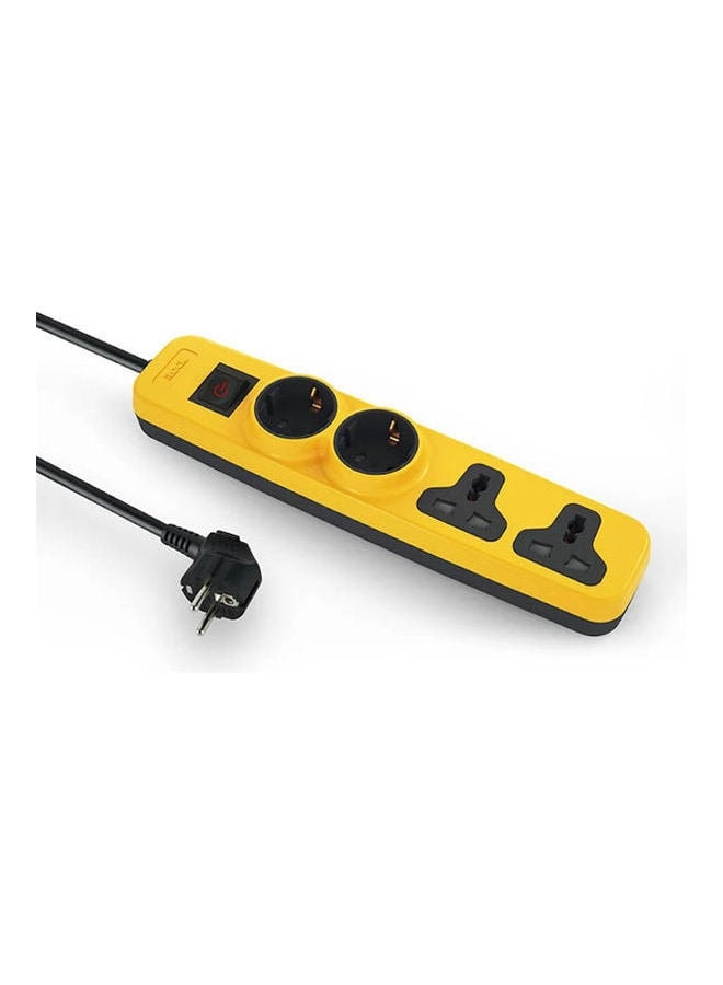 إكسسوار Power Strip 4 Outlets (2 Schuko Sockets + 2 Universal Sockets) Yellow-Black 2.0meter