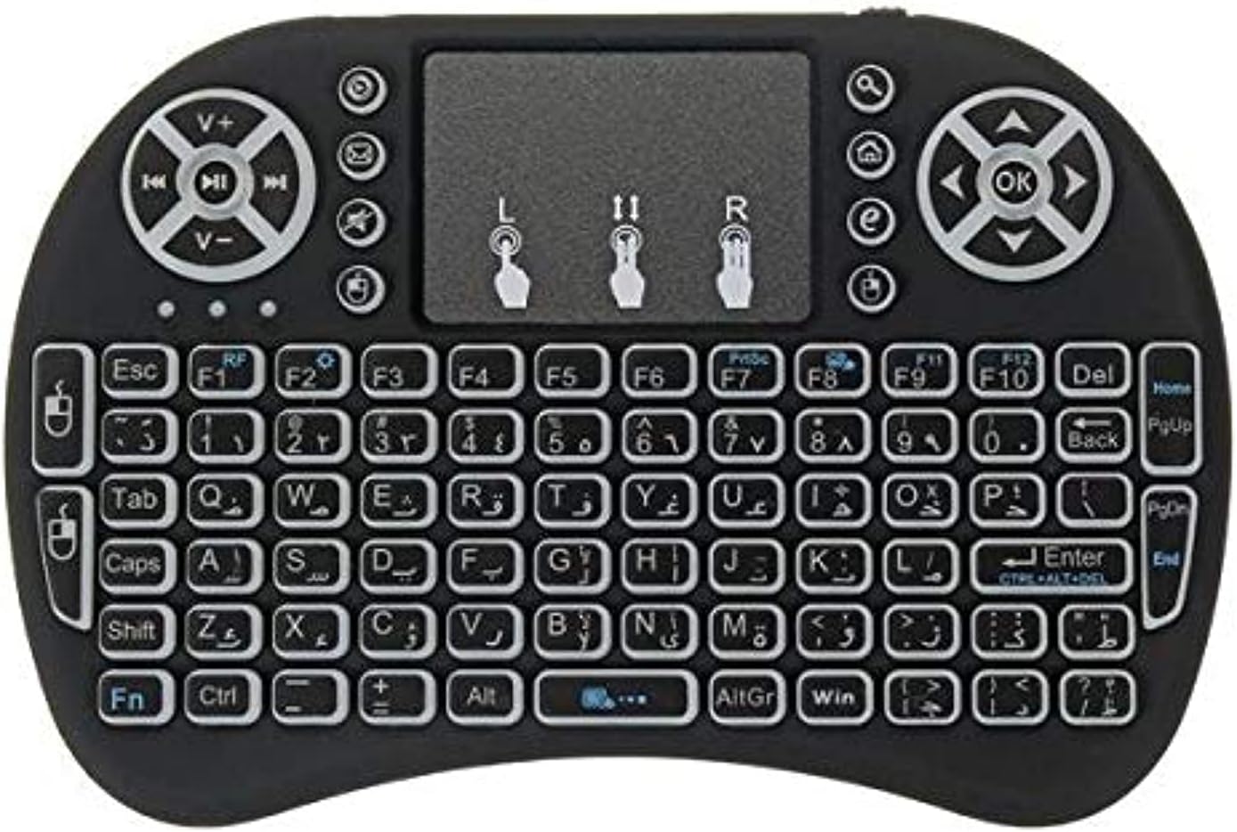 كيبورد English/Arabic I8 Mini Backlit Wireless Keyboard & Touch-Pad For Android Tv Box