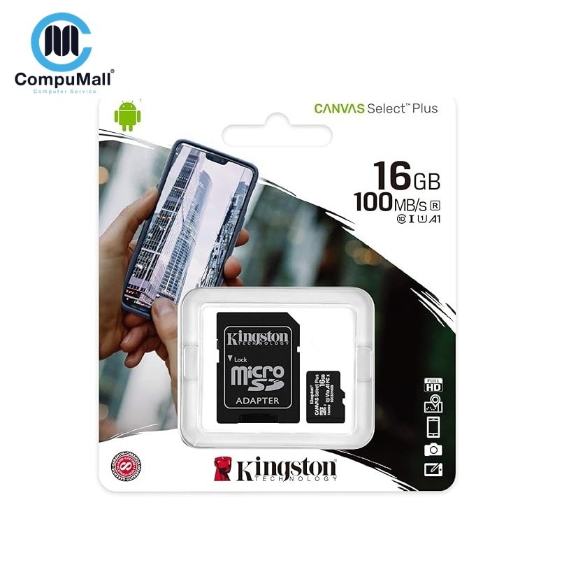 فلاش ميموري Kingston 16GB MicroSD Class 10 Canvas Select Plus Card with SD Adaptor – SDCS2/16GB