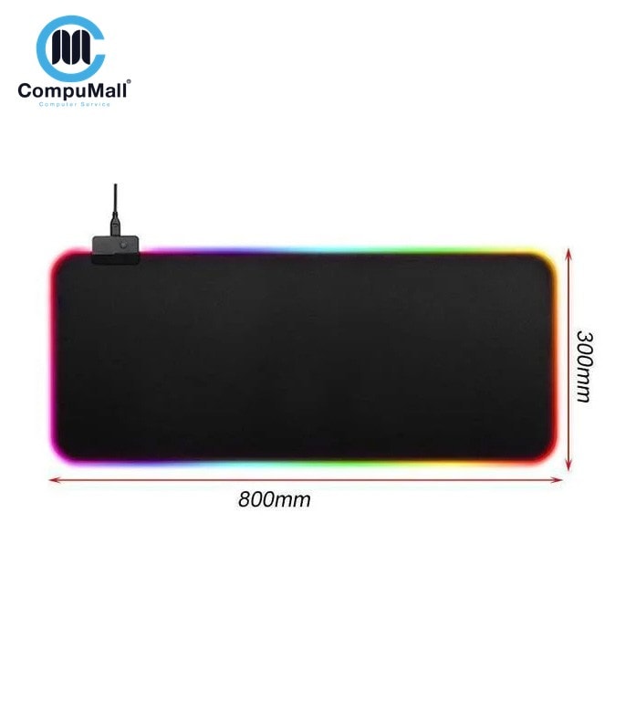 ماوس Gaming Mouse Pad RGB 80 x 30 CM Multicolor LED Luminous Oversized Glowing Keyboard Mat – black